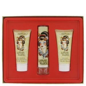 Love & Luck by Christian Audigier Gift Set -- 1.7 oz Eau De Parfum Spray + 3 oz Body Lotion + 3 oz Bath & Shower Gel (Women)